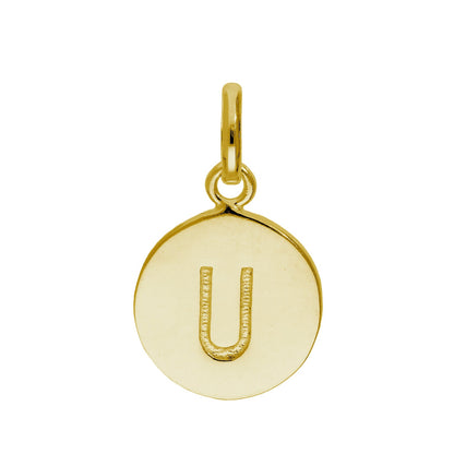 Breloque ronde en argent sterling plaqué or avec lettre AZ gravable