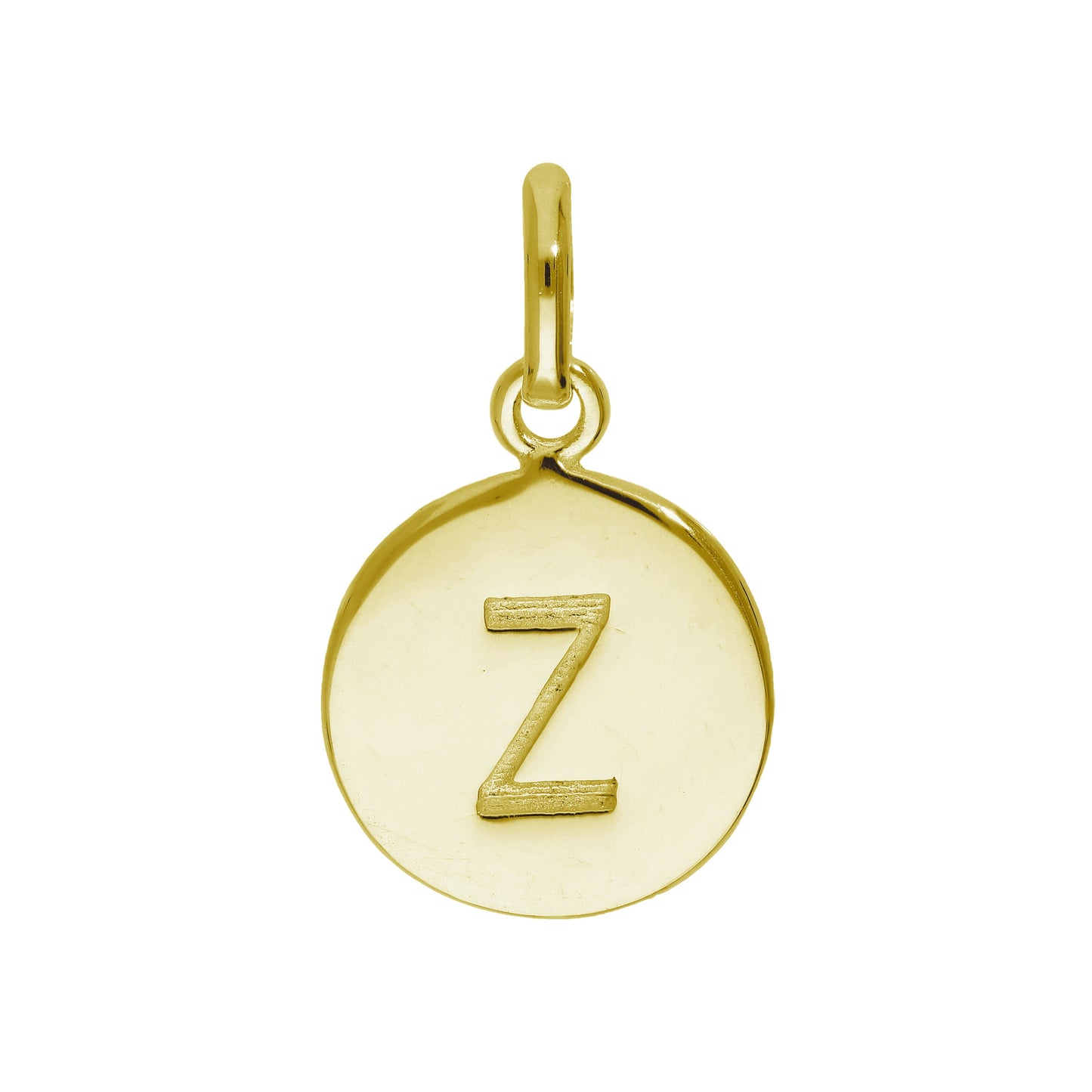 Breloque ronde en argent sterling plaqué or avec lettre AZ gravable