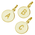 Breloque ronde en argent sterling plaqué or avec lettre AZ gravable