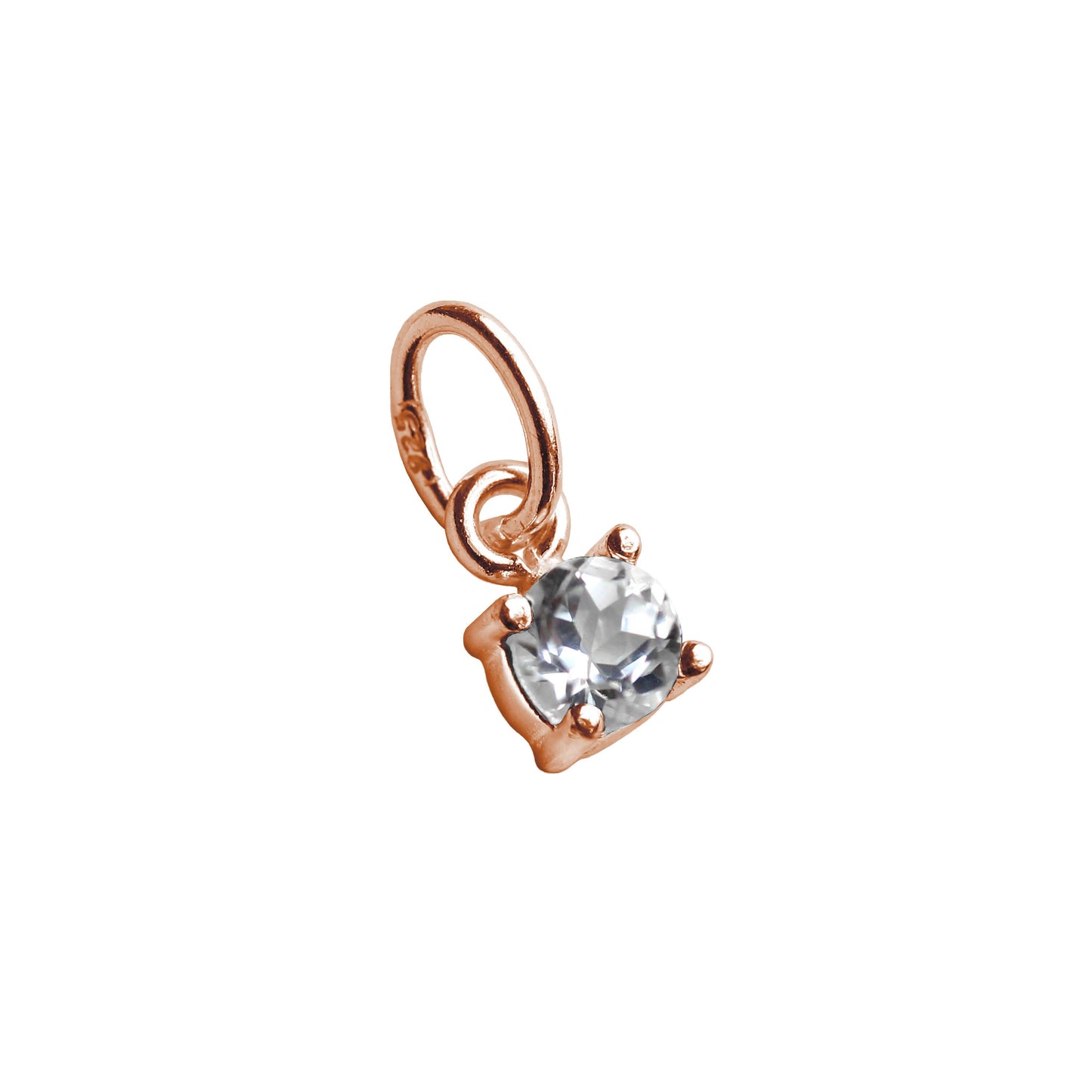 Breloques griffes en argent sterling plaqué or rose avec pierre de naissance en zircone cubique