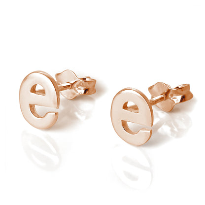 Boucles d'oreilles à tige en argent sterling plaqué or rose avec lettres de l'alphabet (A à T)