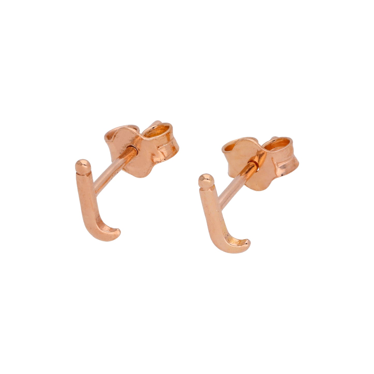 Boucles d'oreilles à tige en argent sterling plaqué or rose avec lettres de l'alphabet (A à T)