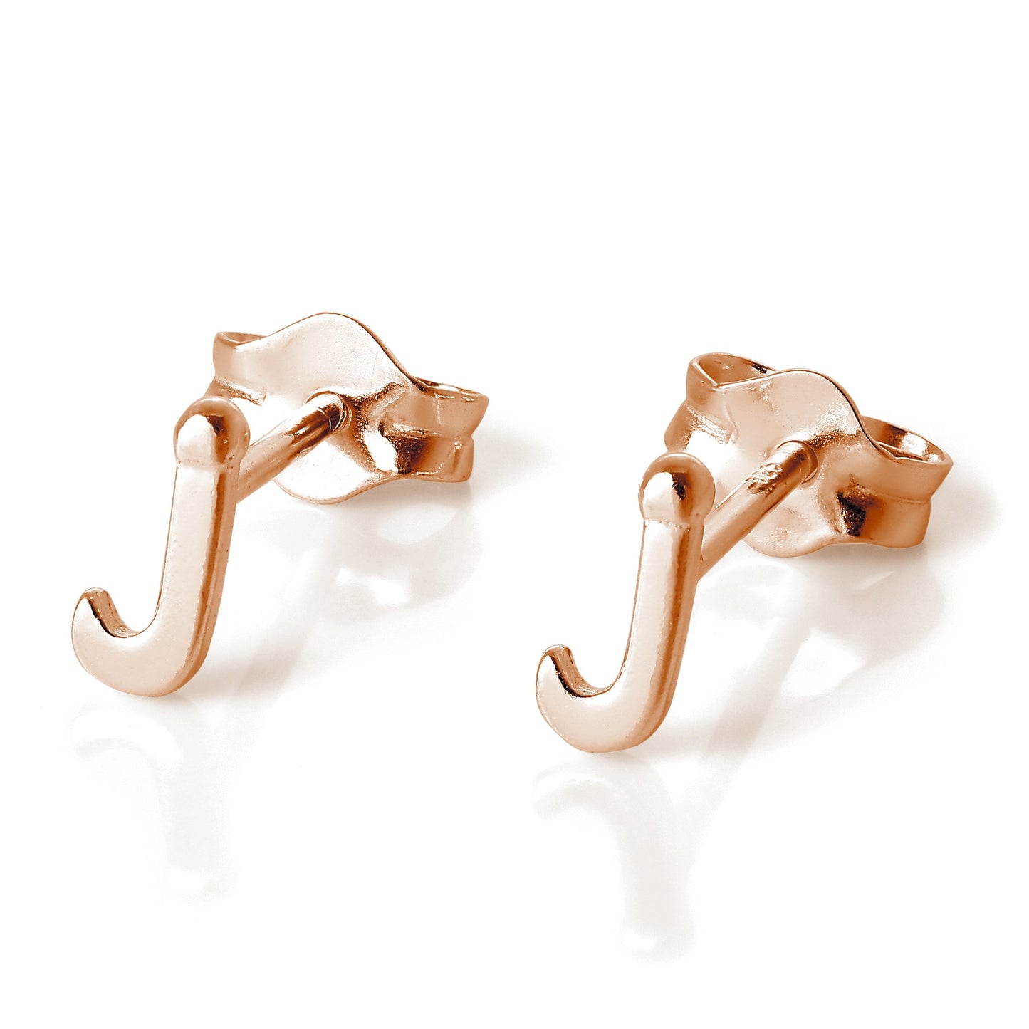 Boucles d'oreilles à tige en argent sterling plaqué or rose avec lettres de l'alphabet (A à T)