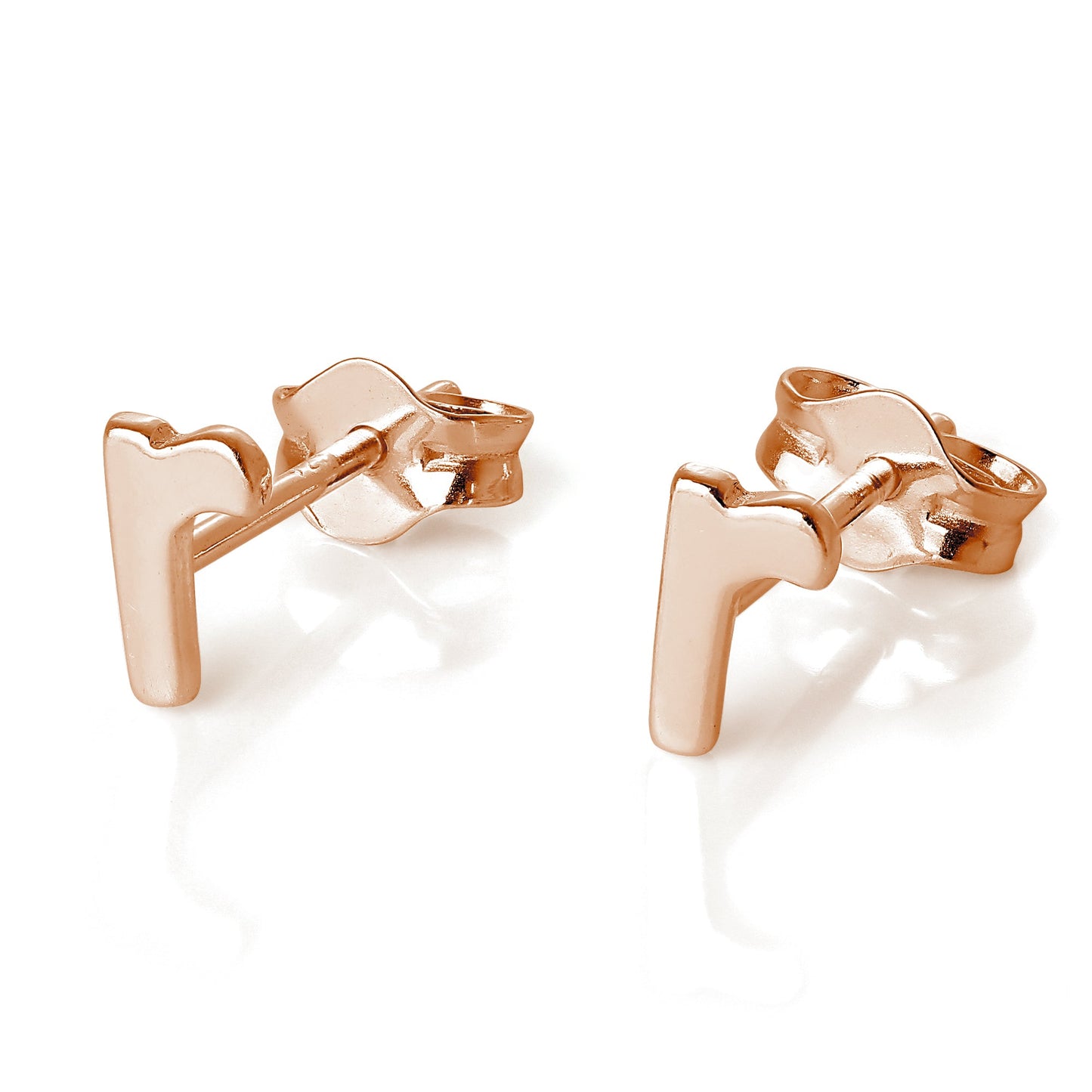 Boucles d'oreilles à tige en argent sterling plaqué or rose avec lettres de l'alphabet (A à T)
