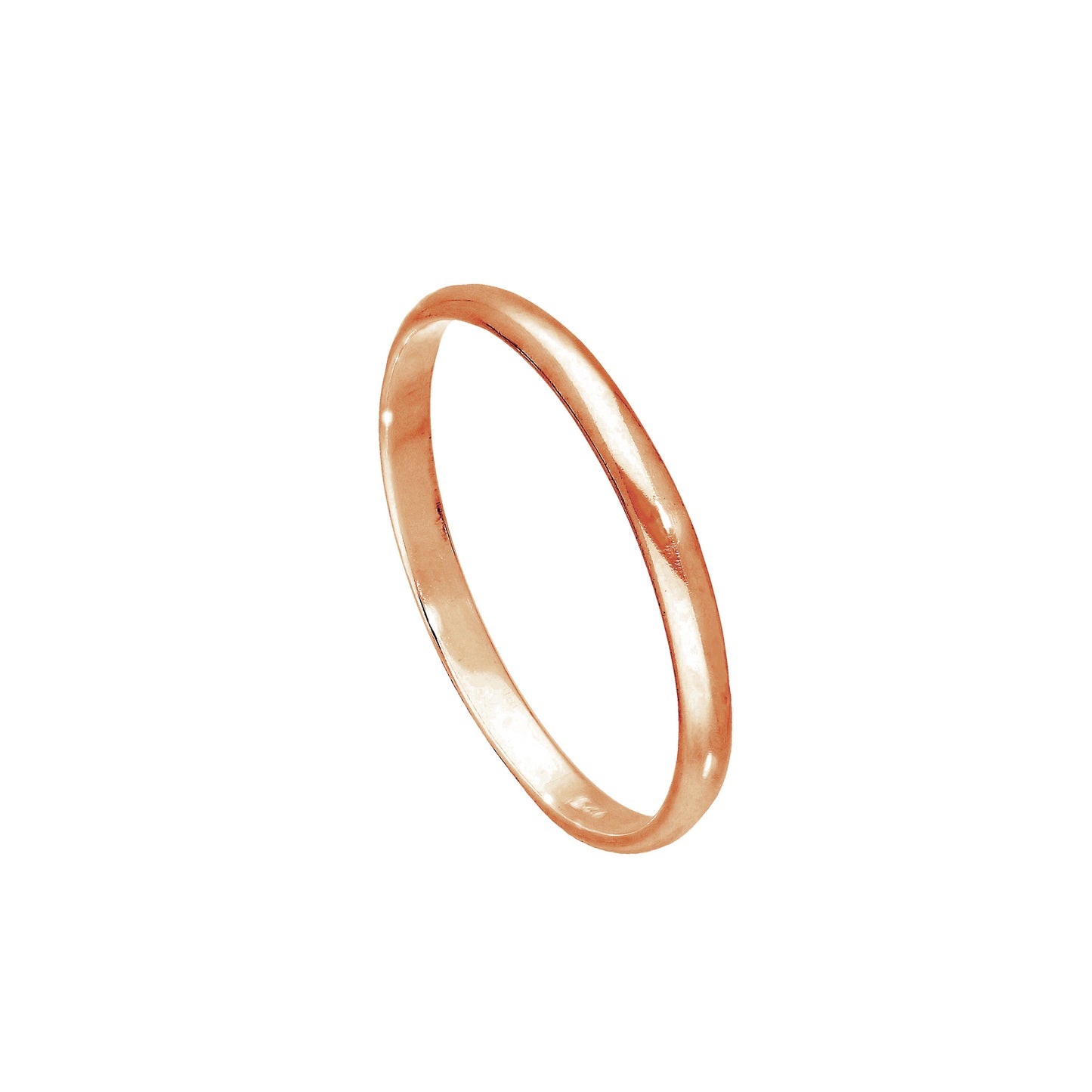 Alliance en argent sterling plaqué or rose de 2 mm, tailles EW