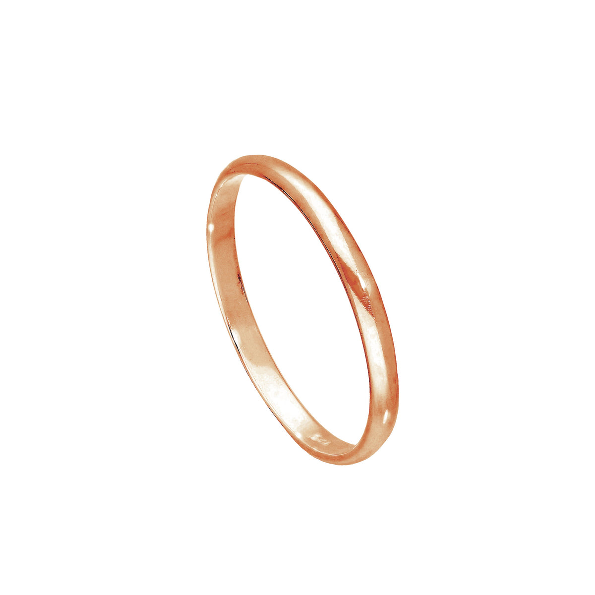 Alliance en argent sterling plaqué or rose de 2 mm, tailles 43 - 65