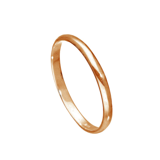 Alliance en argent sterling plaqué or rose de 2 mm, tailles EW