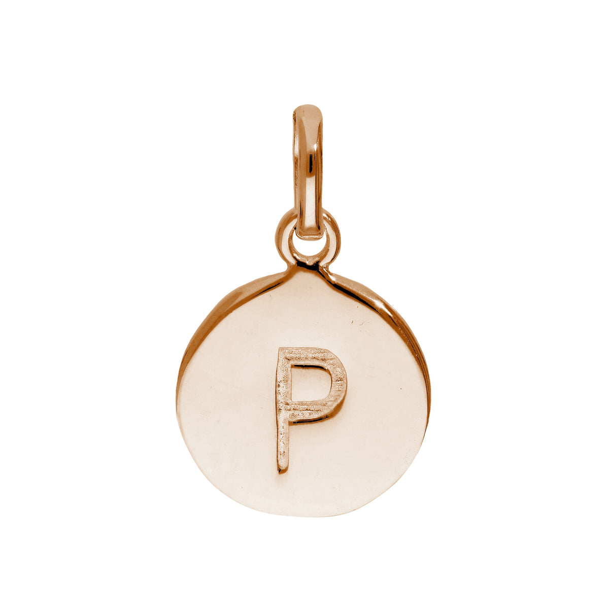 Breloque en argent sterling plaqué or rose avec lettre AZ gravable