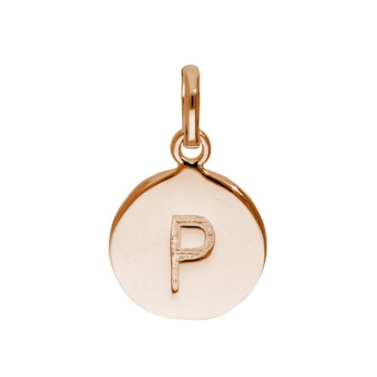 Breloque en argent sterling plaqué or rose avec lettre AZ gravable