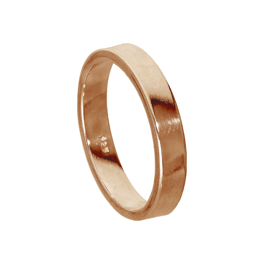 Alliance en argent sterling plaqué or rose de 4 mm, taille IZ