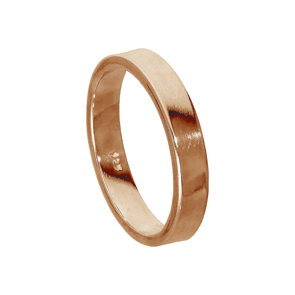 Alliance en argent sterling plaqué or rose de 4 mm, taille 48 - 69