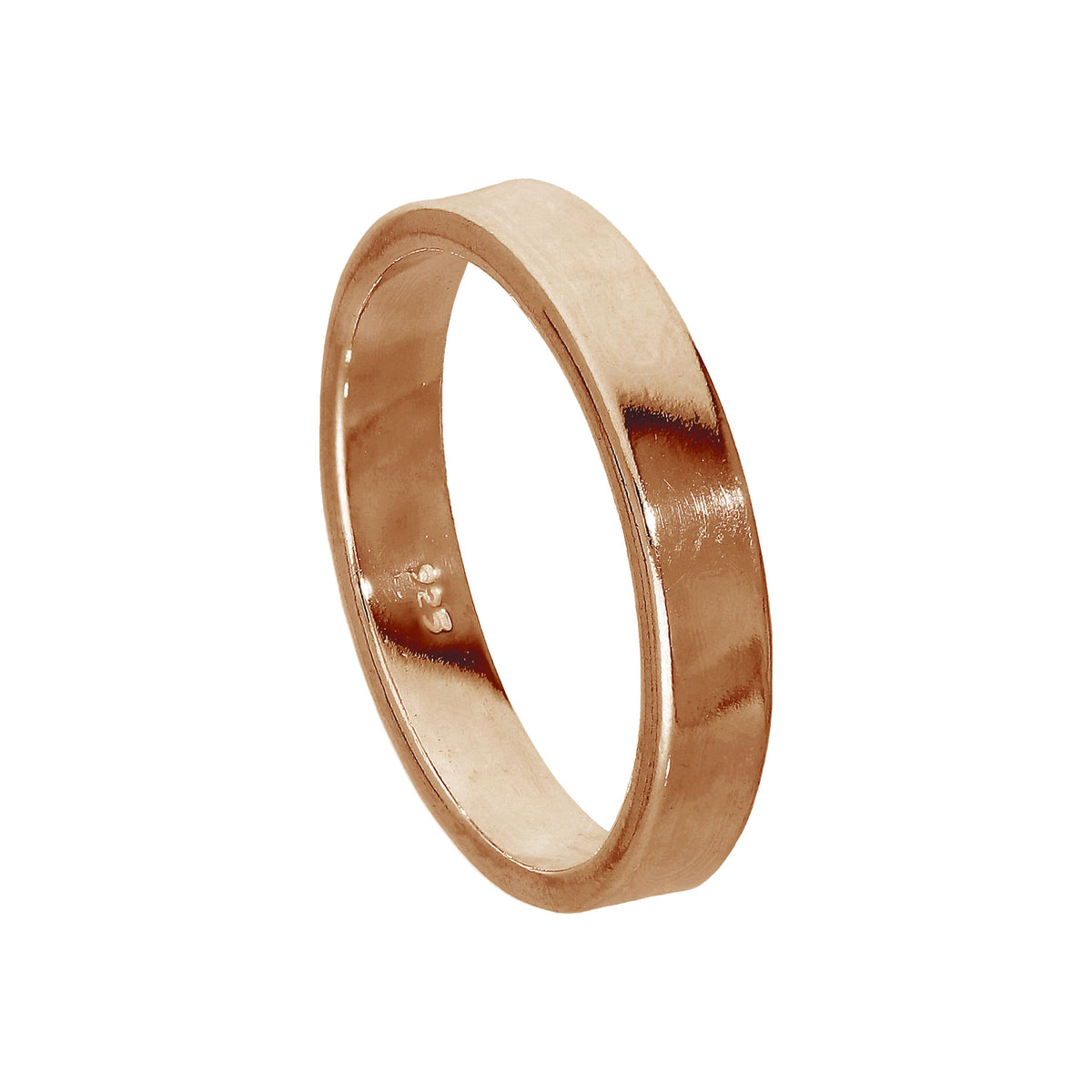 Alliance en argent sterling plaqué or rose de 4 mm, taille 48 - 69