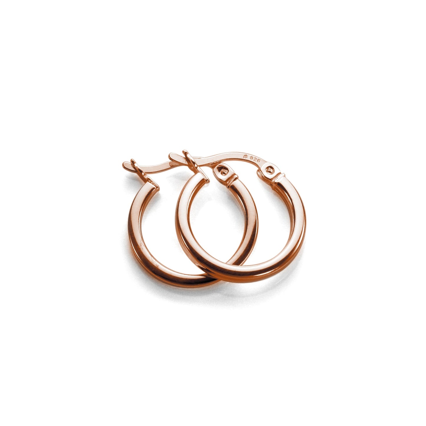 Boucles d'oreilles créoles carrées en argent sterling plaqué or rose de 12 à 40 mm