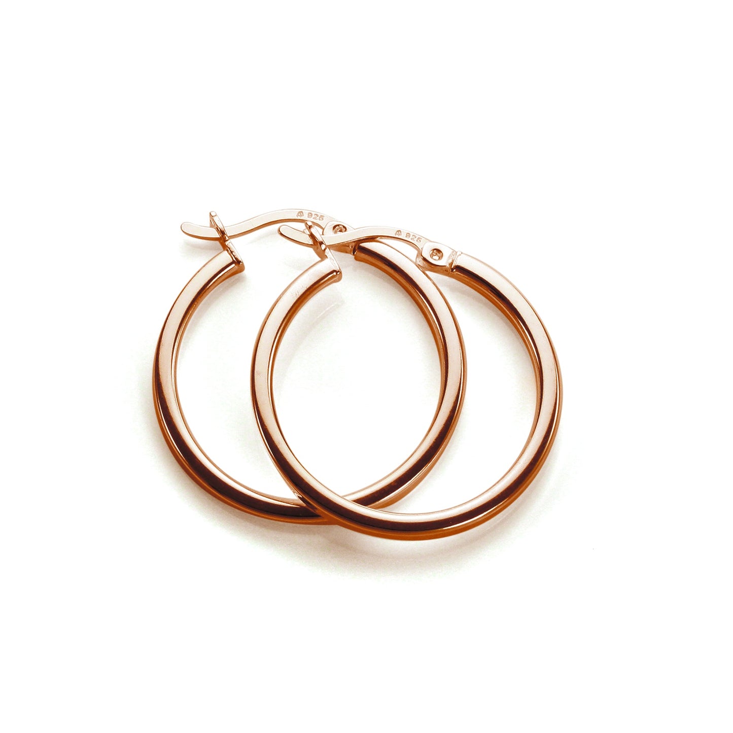 Boucles d'oreilles créoles carrées en argent sterling plaqué or rose de 12 à 40 mm