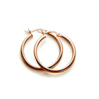 Boucles d'oreilles créoles carrées en argent sterling plaqué or rose de 12 à 40 mm
