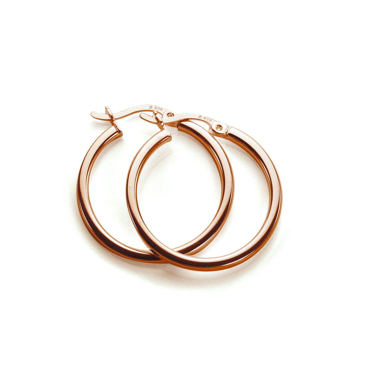 Boucles d'oreilles créoles carrées en argent sterling plaqué or rose de 12 à 40 mm