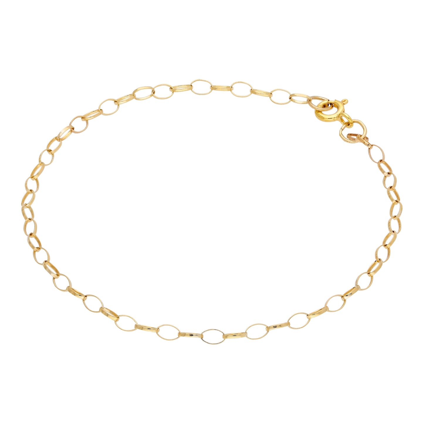 Bracelet à breloques ovale Belcher en or 9 carats de 2,65 mm, 7,5 pouces