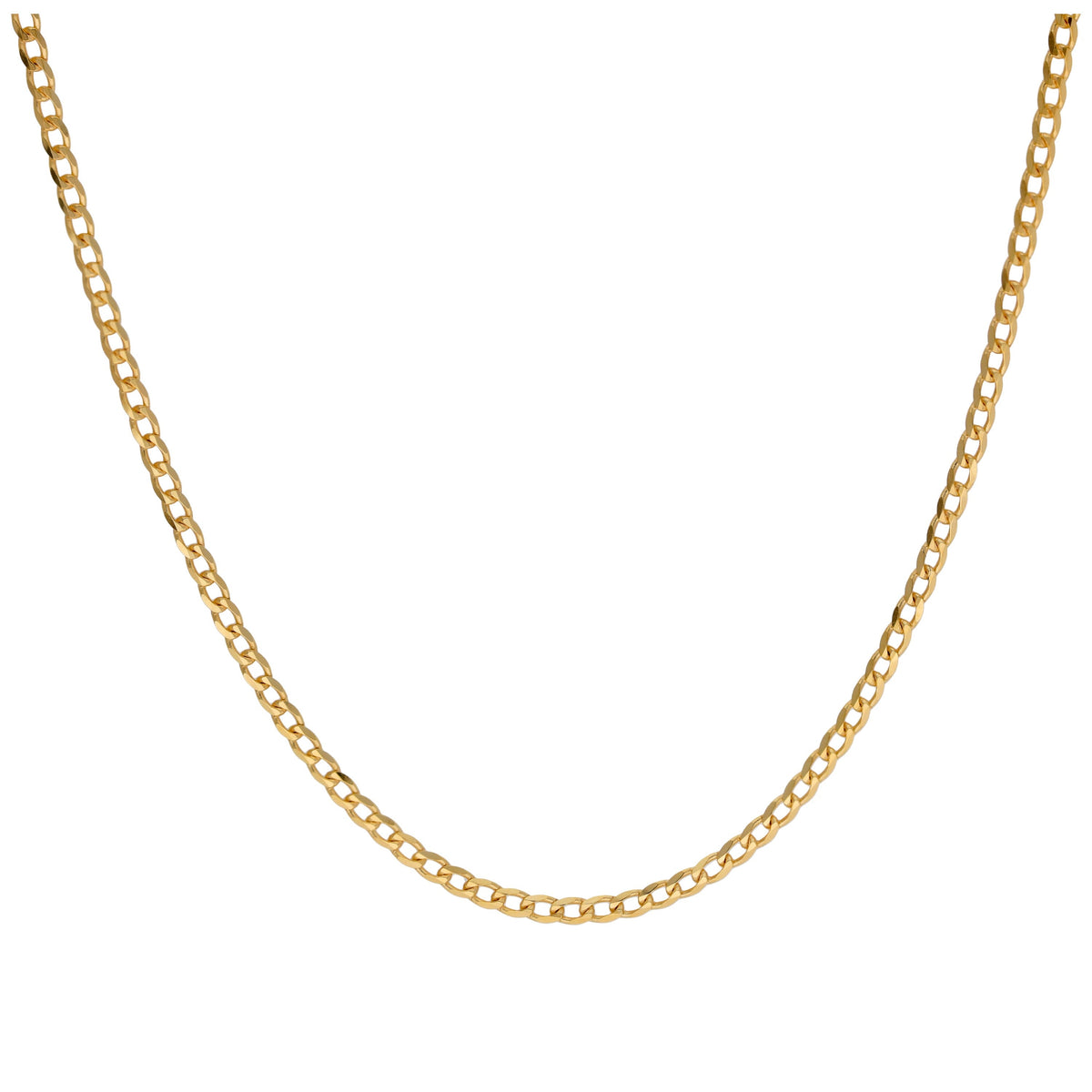 Collier chaîne gourmette plate à facettes en or 9 carats de 1,3 mm, 45,7 à 61 cm