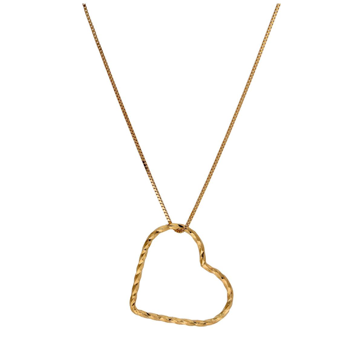 Collier cœur flottant torsadé en or 9 carats