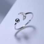 Bague ajustable en argent sterling et zircone cubique en forme de croissant de lune