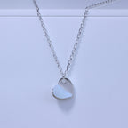 Collier en argent sterling avec cœur en nacre fendue de 45,7 cm