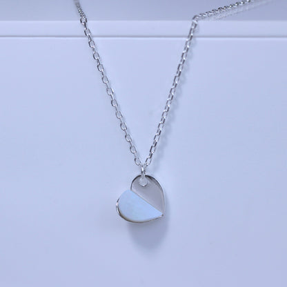 Collier en argent sterling avec cœur en nacre fendue de 45,7 cm