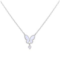 Collier papillon en argent sterling et nacre avec zircones cubiques, 45,7 cm