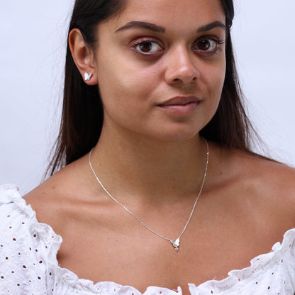 Collier papillon en argent sterling et nacre avec zircones cubiques, 45,7 cm