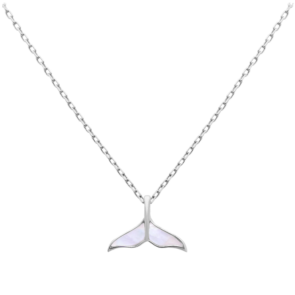 Collier queue de baleine en argent sterling et nacre, 45 cm