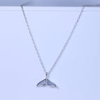 Collier queue de baleine en argent sterling et nacre, 45 cm