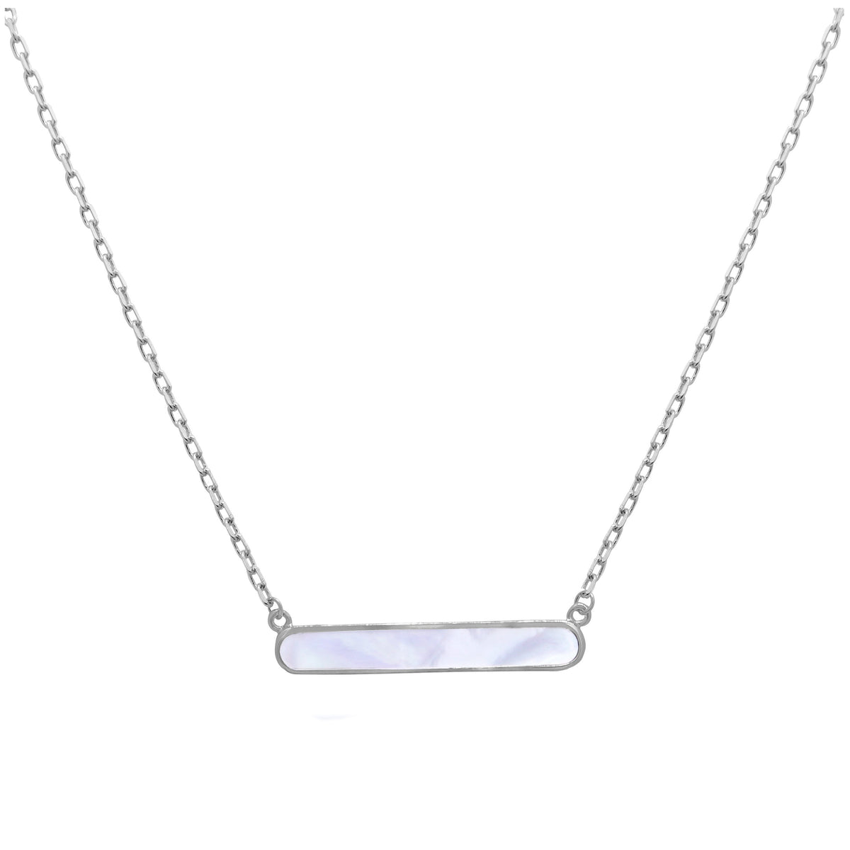 Collier en argent sterling avec barre en nacre de 45,7 cm