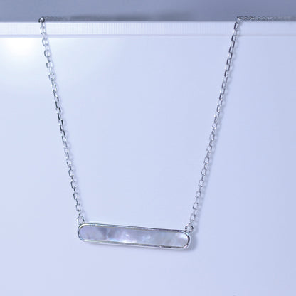 Collier en argent sterling avec barre en nacre de 45,7 cm