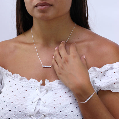 Collier en argent sterling avec barre en nacre de 45,7 cm