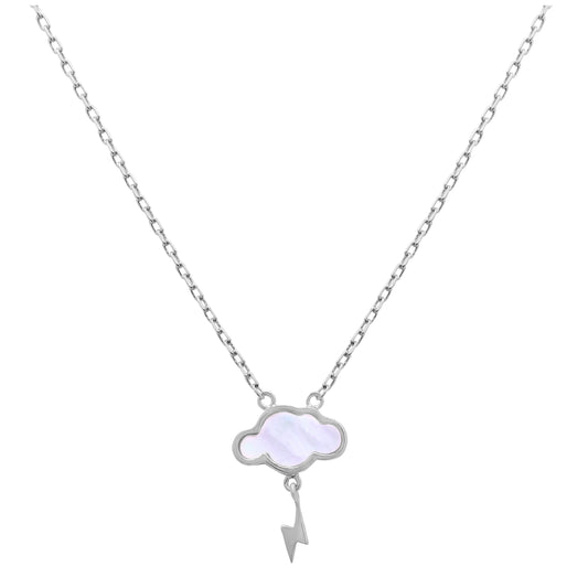 Collier en argent sterling avec nuage éclair et nacre