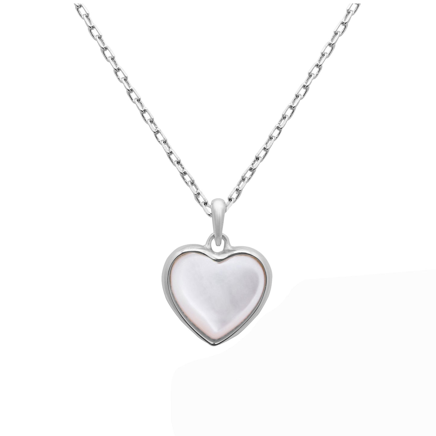 Collier cœur en argent sterling et nacre de 45,7 cm
