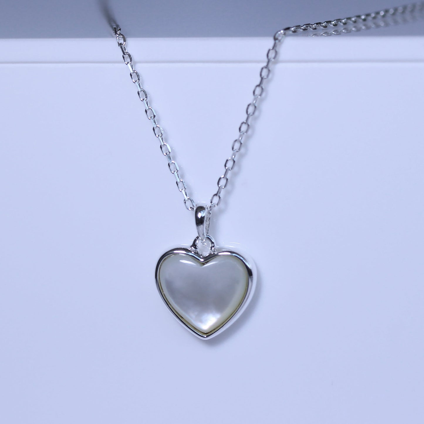 Collier cœur en argent sterling et nacre de 45,7 cm