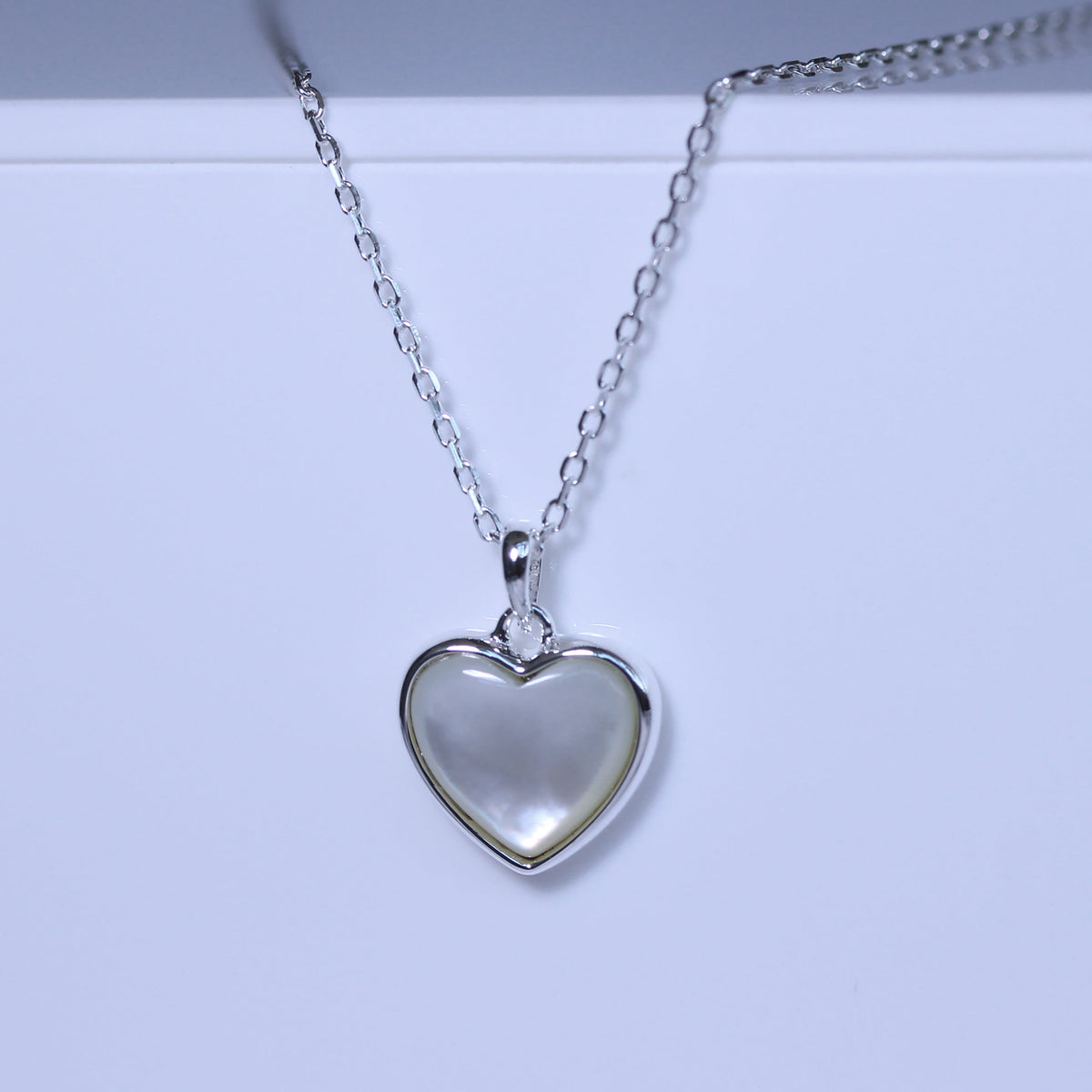 Collier cœur en argent sterling et nacre de 45,7 cm