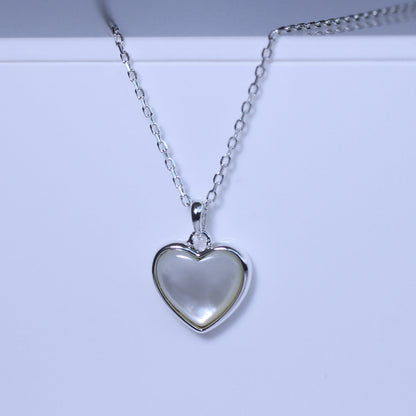 Collier cœur en argent sterling et nacre de 45,7 cm