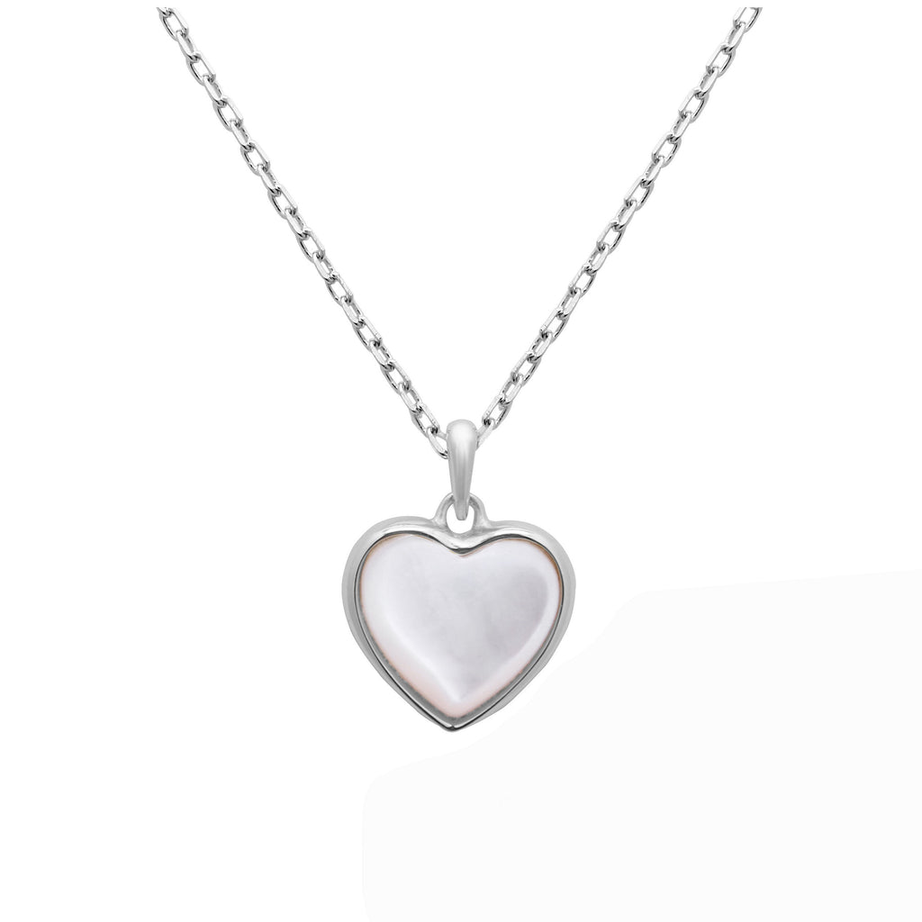 Collier cœur en argent sterling et nacre de 45,7 cm