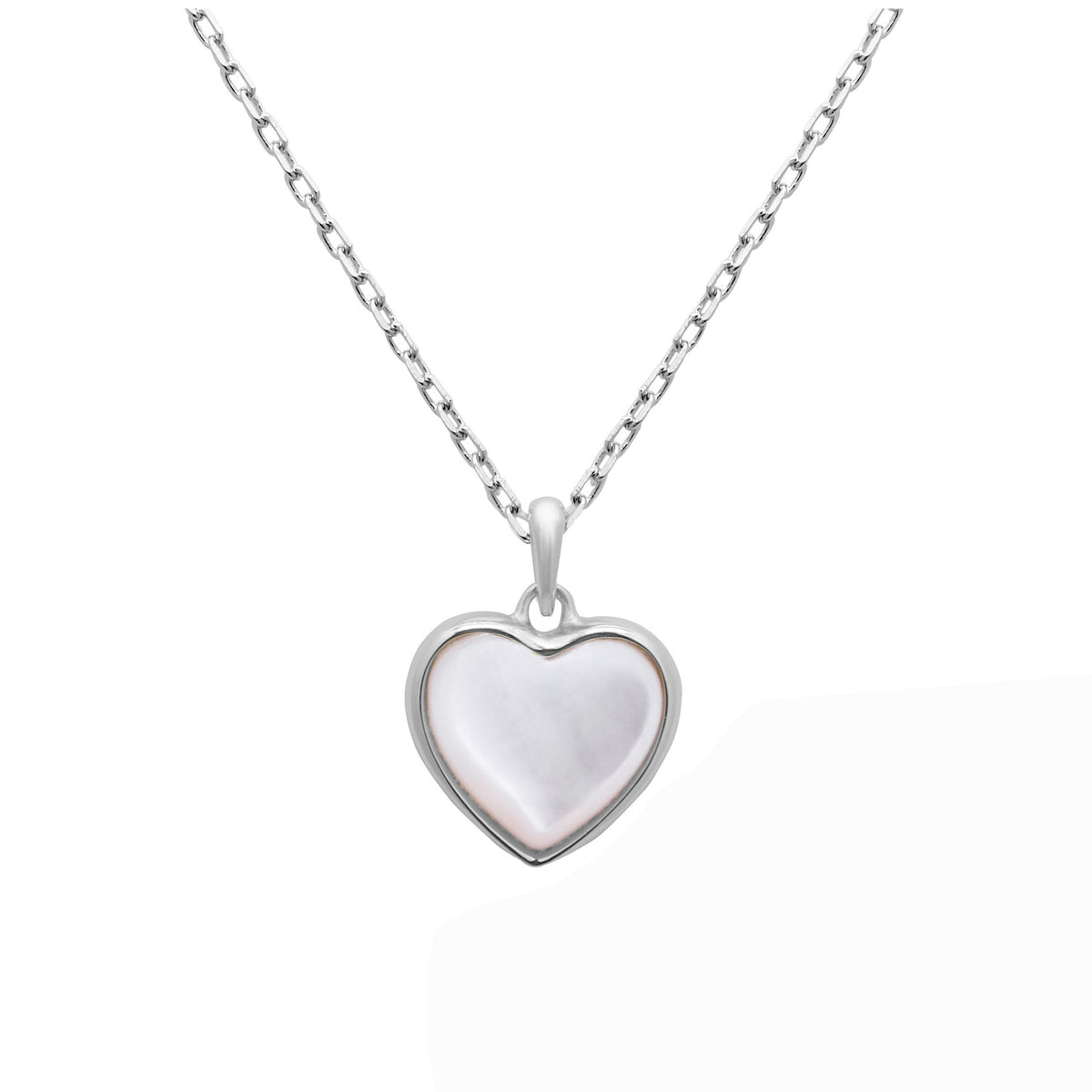 Collier cœur en argent sterling et nacre de 45,7 cm