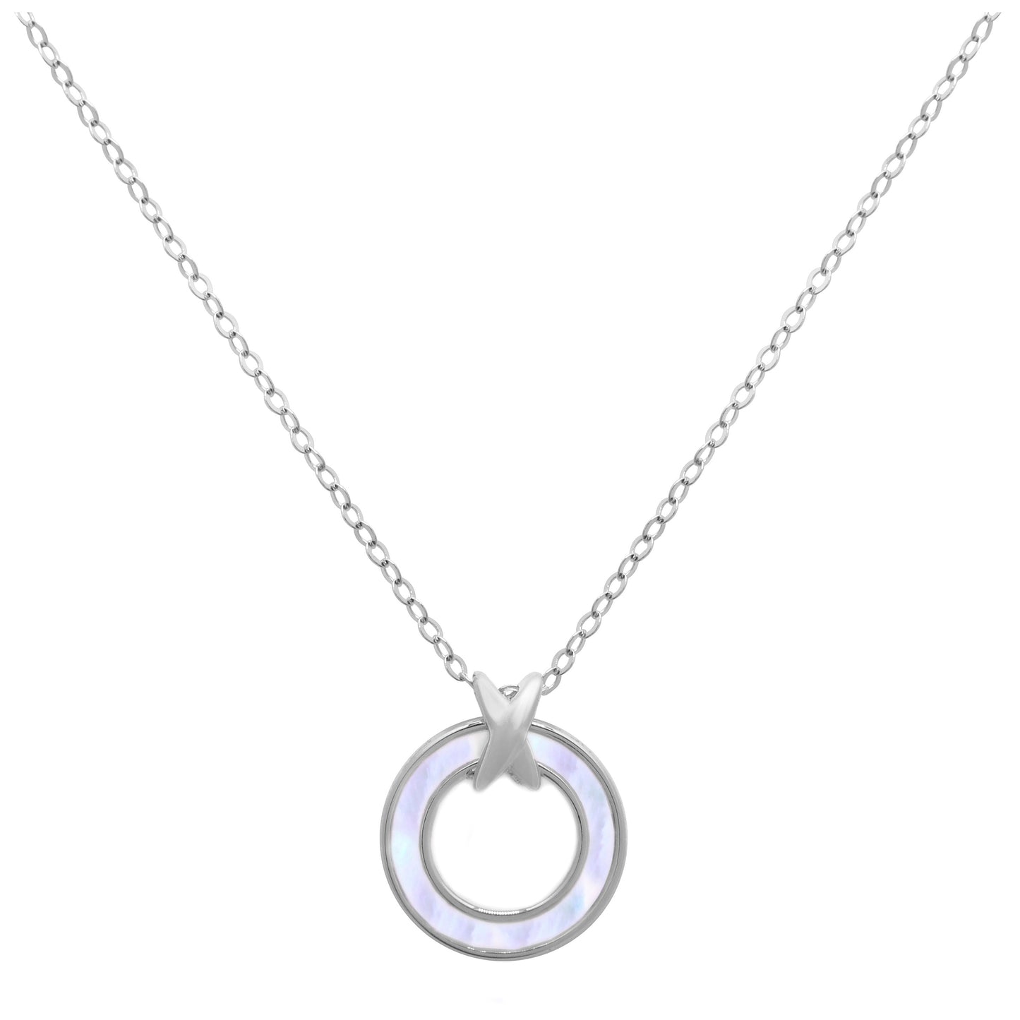 Collier cercle karma en argent sterling et nacre, 45,7 cm