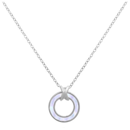 Collier cercle karma en argent sterling et nacre, 45,7 cm