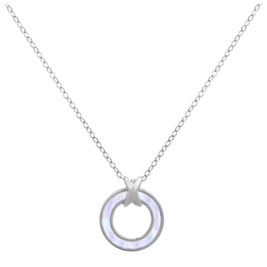 Collier cercle karma en argent sterling et nacre, 45,7 cm