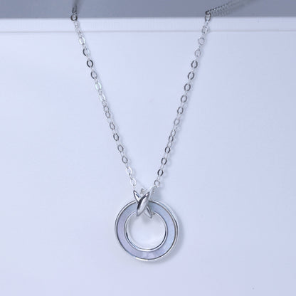 Collier cercle karma en argent sterling et nacre, 45,7 cm
