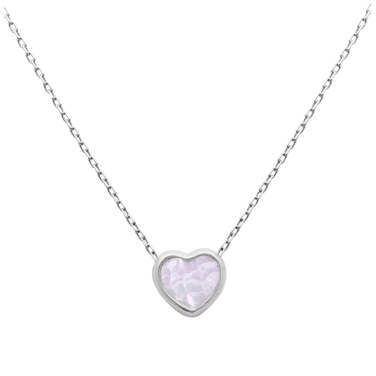 Collier cœur en argent sterling et nacre de 45,7 cm