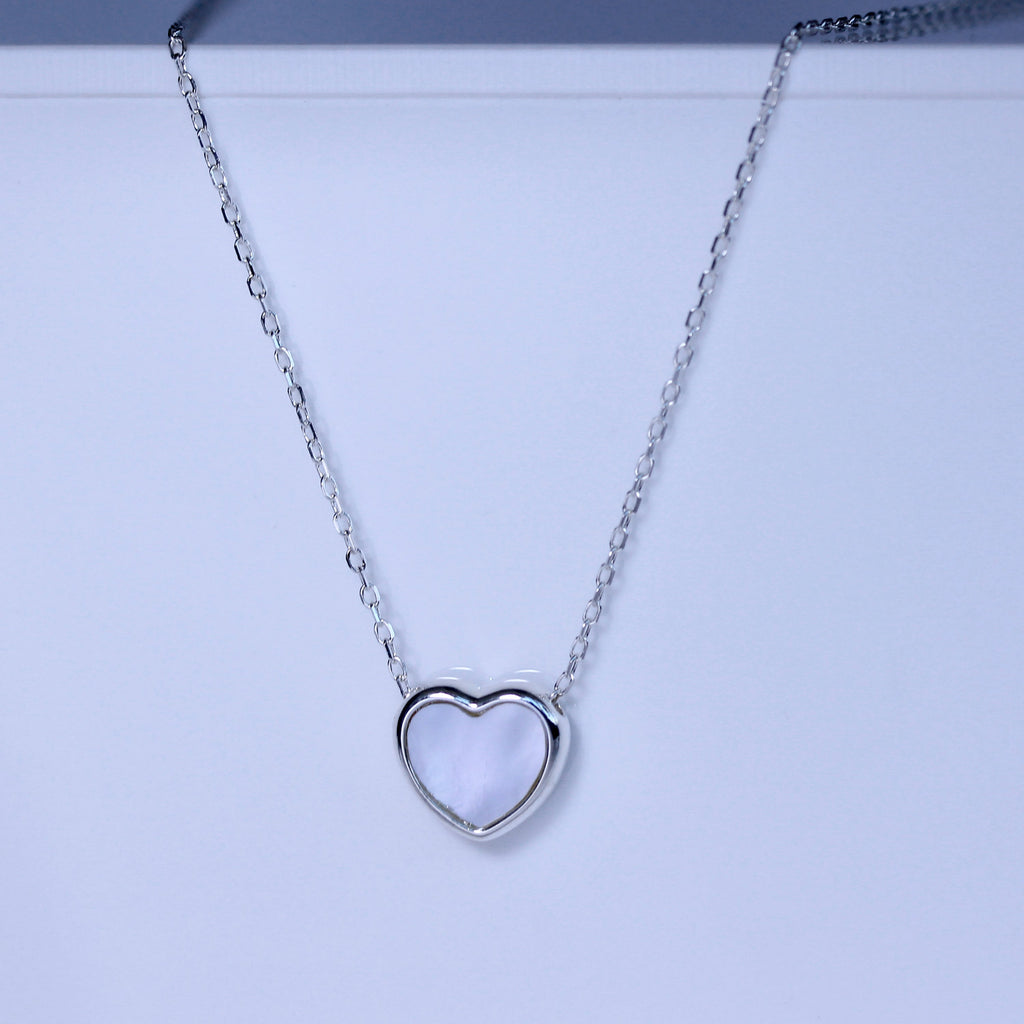 Collier cœur en argent sterling et nacre de 45,7 cm