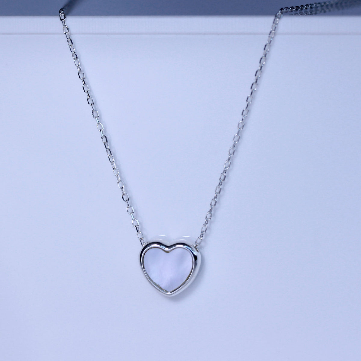 Collier cœur en argent sterling et nacre de 45,7 cm