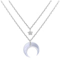 Collier double couche en argent sterling avec étoile et croissant de lune