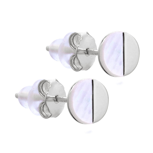 Boucles d'oreilles rondes en argent sterling et nacre fendue