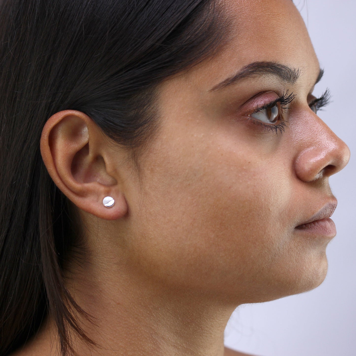 Boucles d'oreilles rondes en argent sterling et nacre fendue